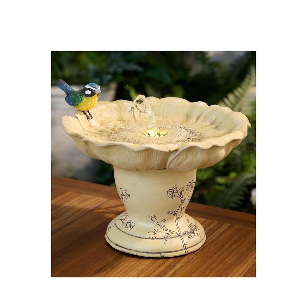 Barbara King Illuminated Flower Shaped Low Birdbath Bubbler